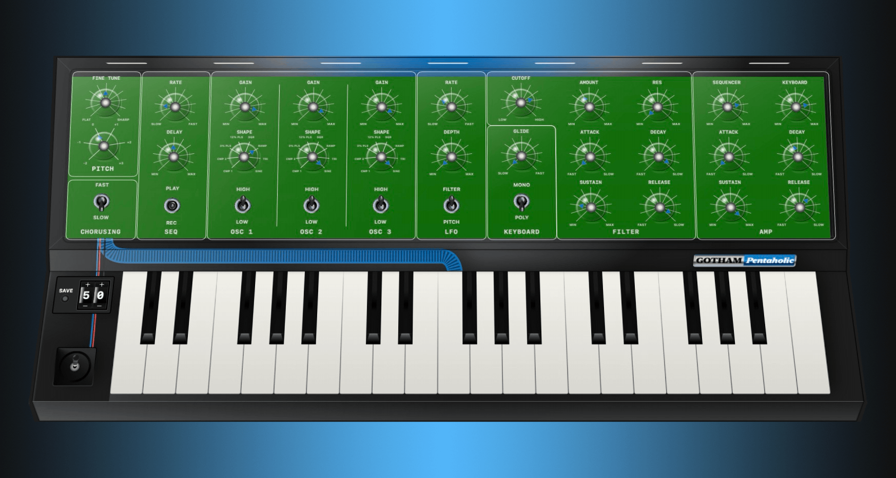 Clear Illuminated Synthesizer Interface